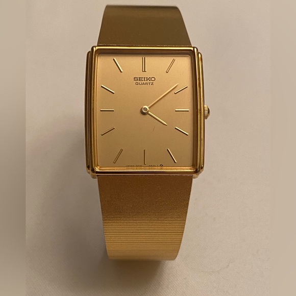 Seiko Other - Vintage Seiko Mens Quartz Tank Watch Gold Tone 5P30-5A99 New Battery 6.75"